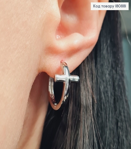 Сережки родированые кольца Кресты, 2*1см, Xuping 180881 фото 2