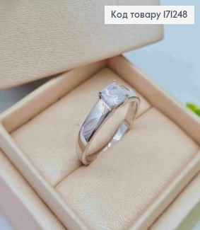 Перстень родованный с сияющим квадратным камнем, Xuping 171248 фото