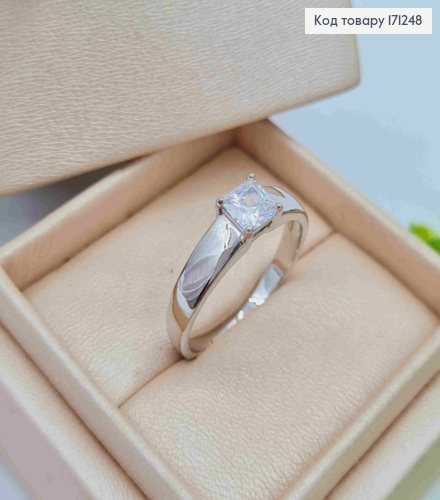 Перстень родованный с сияющим квадратным камнем, Xuping 171248 фото 1