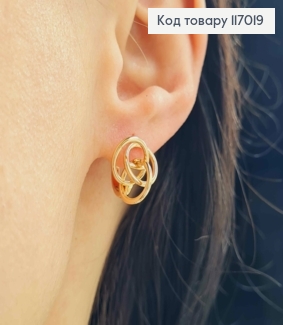 Серьги кольца 1,2см, с кручеными узелками, Xuping 18К 117019 фото