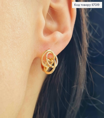 Серьги кольца 1,2см, с кручеными узелками, Xuping 18К 117019 фото 1