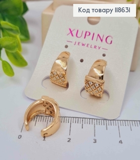 Серьги кафы на хрящик уха, украшенные Блестящими камешками (1пара), 0,8см, Xuping 18К 118631 фото