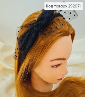 Обруч с бантом из сетки черный 292071 фото