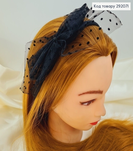 Обруч с бантом из сетки черный 292071 фото 1