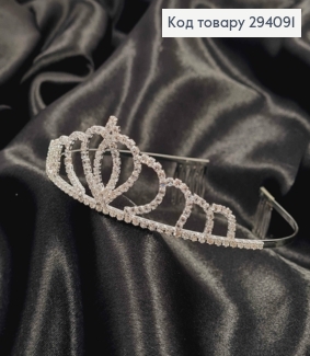 Диадема – маленькая Тиара под серебро с белыми камнями, 3,5см самая высокая точка. 294091 фото