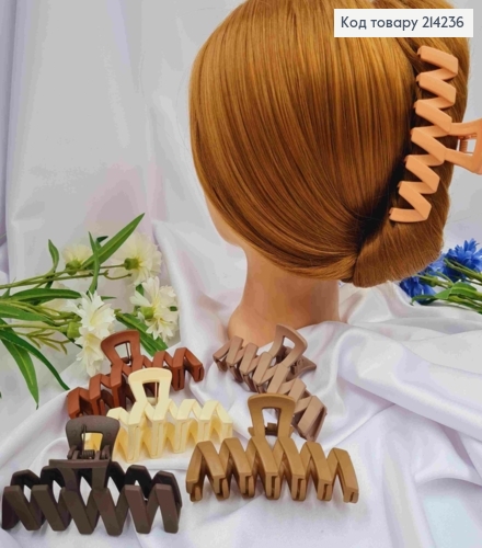 Краб пластик, матовый, прямоугольный геометрический, 10см, пастельных цветов в ассортименте. 214236 фото 1