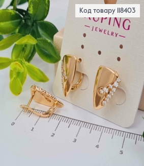 Сережки "ШИК" прикрашені Блискучими камінцями, 1,8см, англійська застібка, Xuping 18К 118403 фото