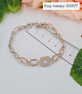 Браслет родований, З Якірним плетінням та великім камінцем, шир. 9мм, довж. 16,5+2см, Xuping  200177 фото