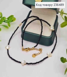 Біжутерія на шию зі Стеклярусу та Бусин "Ван Кліф", 37+4см, Чорного кольору 236489 фото