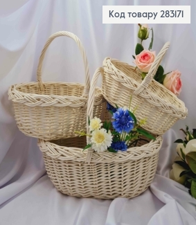 Набір кошиків плетених 3шт ВИБІЛЕНИХ (Верх: 40*35,33*27,30*23см) (Глибина:14,12,10см)ПОЛЬЩА 283171 фото