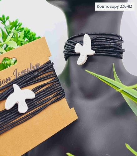 Подвеска белая ГОРЛИЦА (2*3см) на завязываемом шнурке длиной 150см 236412 фото 1