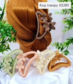 Краб пластик матовый "ДУГА" с двумя Цветочками, 9см, Пастельные цвета в ассортименте. 212280 фото