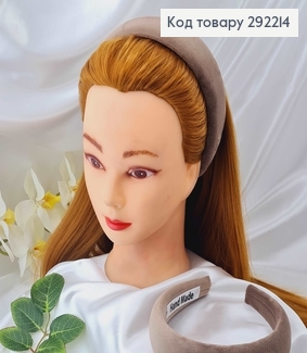 Обруч пластик, мягкий велюр, КАПУЧИНО, шир.4см. 292214 фото