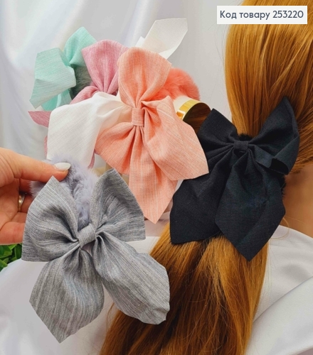 Резинка пушок с бантиком (10*10см), диаметр 6см, цвета в ассортименте. 253220 фото 1