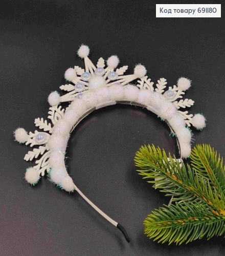 Обруч метал "Три півсніжинки" зі Срібниими краями, найвища точка 6см, ручна робота, Україна 691180 фото 1