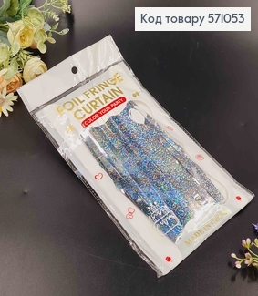 Фольгована шторка для фотозони, Срібного кольору з голограмою , 100*200 см 571053 фото