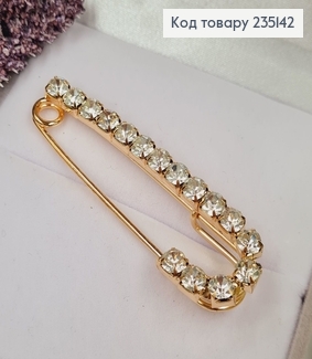 Брошка Шпилька с большими камнями "J" 6.5*2.5, золотой цвет. 235142 фото