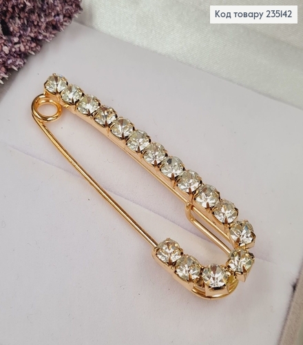 Брошка Шпилька с большими камнями "J" 6.5*2.5, золотой цвет. 235142 фото 1