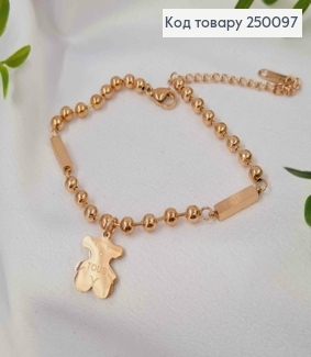 Браслет мідного кольору, з підвіскою TOUS, 18,5+5см, сталь Stainless Steel 250097 фото