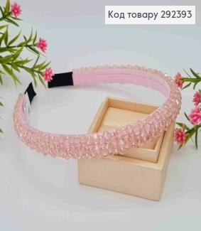 Обруч пластик, РОЗОВОГО цвета, плетеный Стеклярусом и Бисером, ширина 1,5см. 292393 фото