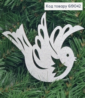 Игрушка на елку деревянная Птичка блеск 11,5*13 см 619042 фото