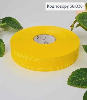 Лента полипропиленовая, ЖЕЛТАЯ, с Серебряным кантом, шир. 2см, дл. 100ярд. 361036 фото