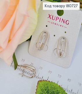 Сережки родированые "Classic" с камнями (англ.застежка), 1,8*1см, Xuping 180727 фото