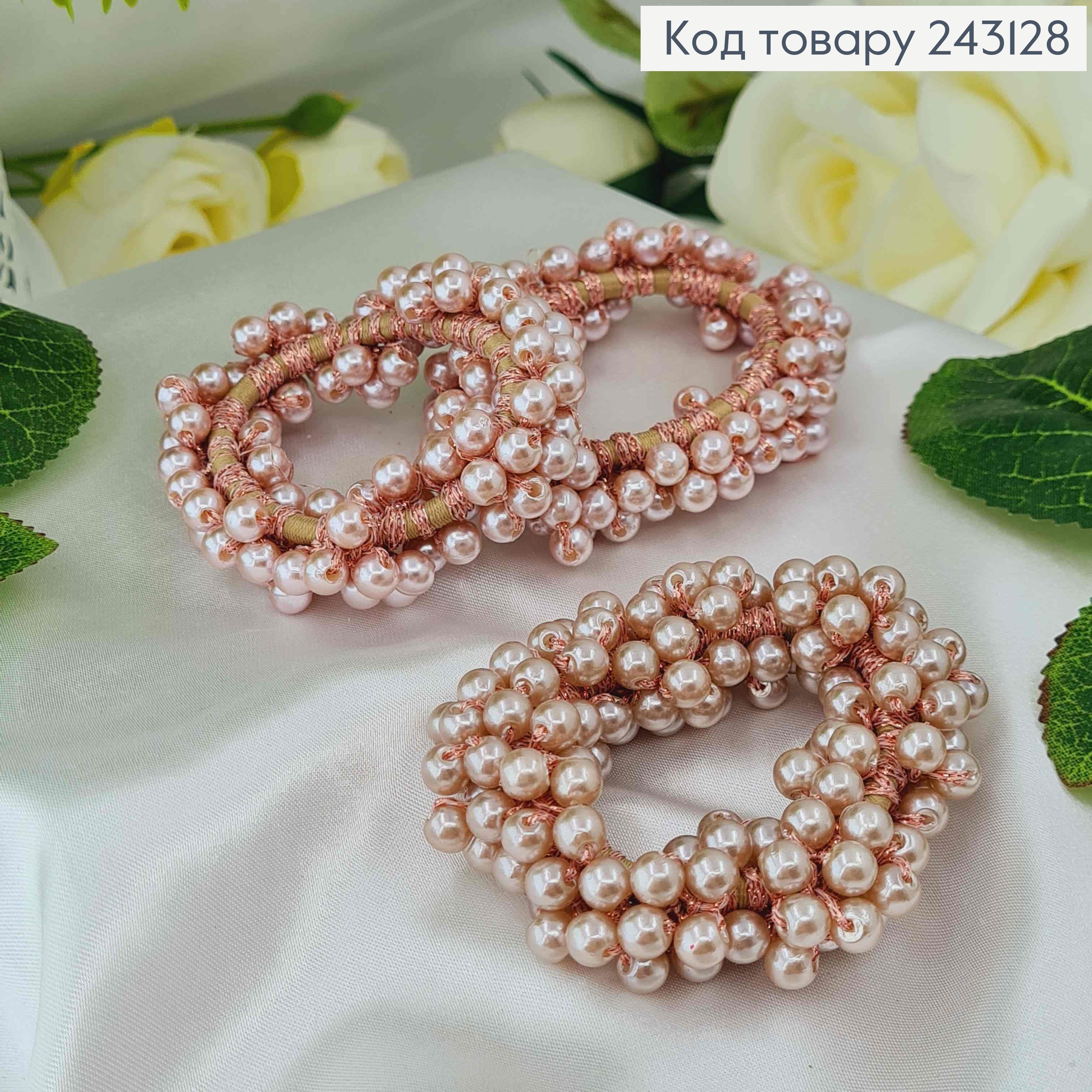 Резинка 7,5см прошита ЛІЛОВИМИ бусинками 243128 фото 2