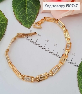 Браслет, плетение пластинками, с камешками шир.0,5см, дл. 18+2см, Xuping 18K 150747 фото