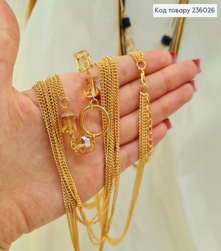 Бижутерия на шею подвеска золота с камнями 94 + 5 см 236026 фото 2