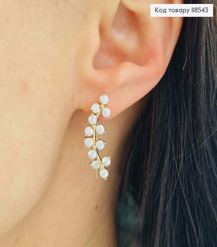 Сережки гачки, "Цвіт Сакури" з Блискучими камінцями, довж. 2,5см, Xuping 18К 118543 фото 3