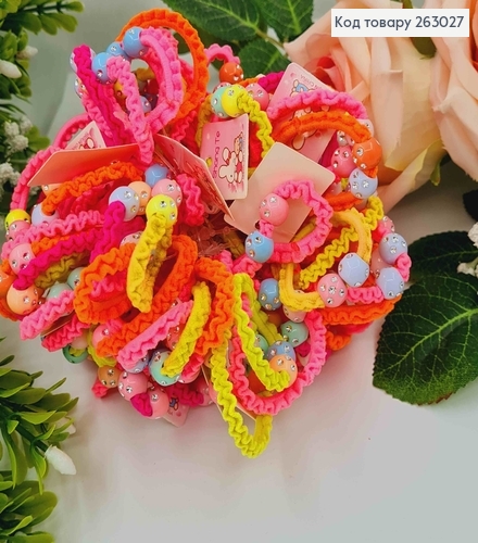 Резинка детская, 100шт/уп, яркая разноцветная, с бусинками в камешках, 4см 263027 фото 1