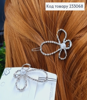 Заколка на чуб Цветочек, серебряного цвета , 5см 233068 фото