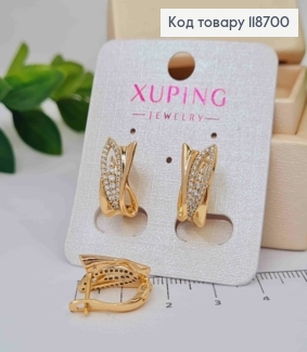 Серьги "Начало" украшены блестящими камешками, 1,6см, англ. застежка, Xuping 18К 118700 фото