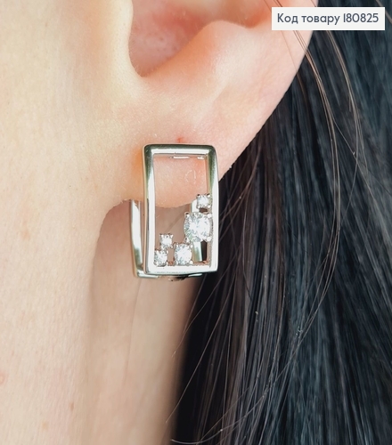 Сережки родовані кільця "Картина" з камінцями, 1,2*0,8см, Xuping  180825 фото 2