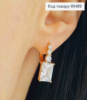 Серьги кольца украшены Блестящими камешками, диаметр 1,2см, XUPING 18К 119489 фото