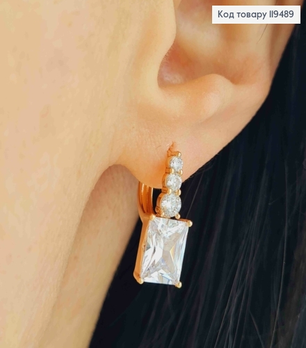 Серьги кольца украшены Блестящими камешками, диаметр 1,2см, XUPING 18К 119489 фото 1