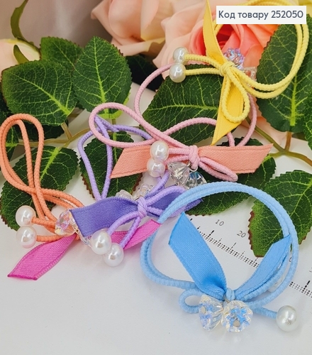 Резинка шнурок подвійна Бантик с бусинками та камушками в асор. 252050 фото 1