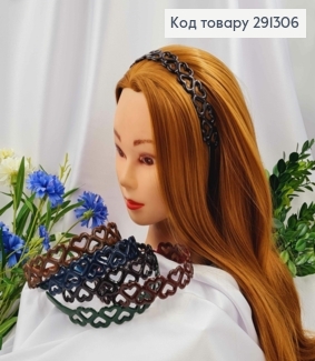 Обруч пластик 2,5см, с узором Сердца, темного цвета в ассортимерте. 291306 фото