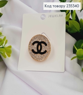 Брошь круглая "Шанель" золотого цвета, диаметр 3см 235340 фото