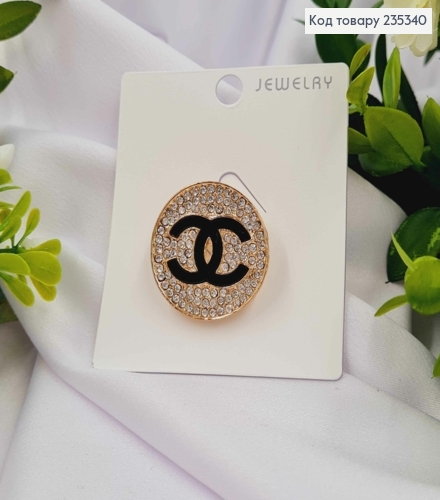 Брошь круглая "Шанель" золотого цвета, диаметр 3см 235340 фото 1