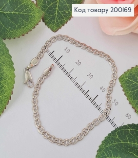 Браслет родований, плетіння пластинками, з різьбою, шир.4мм, довж. 19см, Xuping 200169 фото