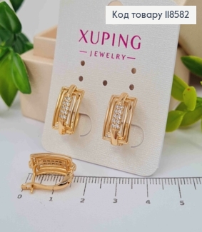 Серьги "Утонченные" с блестящими камешками, 1,6см, английская застежка, Xuping 18К 118582 фото