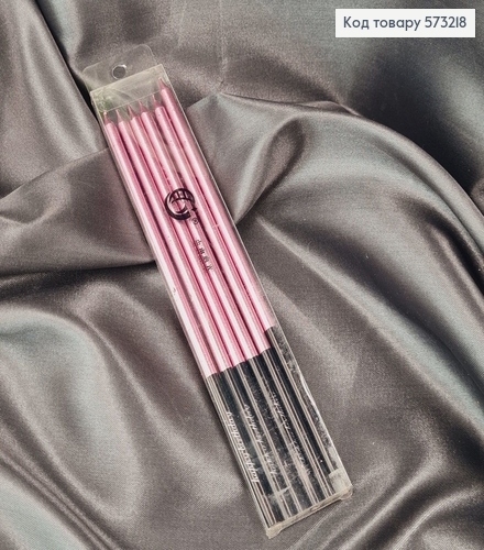 Свечки для торта Розовые 6шт/уп, 14см 573218 фото 1