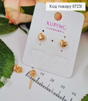 Серьги гвозди СЕРДЕЧКИ, 0,8мм, XUPING 18K 117231 фото