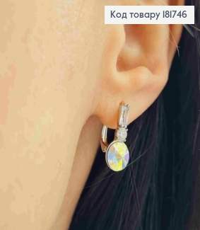 Сережки родовані прикрашені камінцями та Блискучим каменем Сваровскі, 1,7см, англ. застібка, Xuping 181746 фото