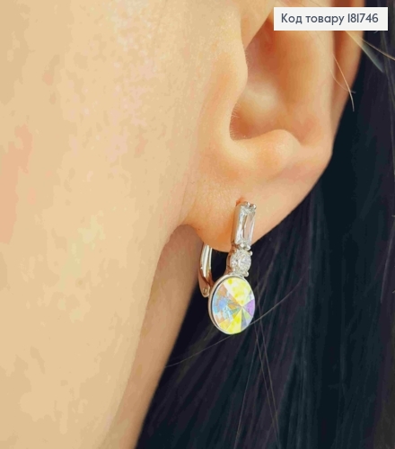 Сережки украшены камнями и Блестящим камнем Сваровски, 1,7см, англ. застежка, Xuping 181746 фото 1