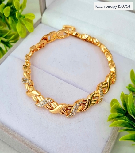 Браслет "Бесконечность", в камнях по всей длине , шир. 0,8см дл. 17+2см, Xuping 18K 150754 фото 1