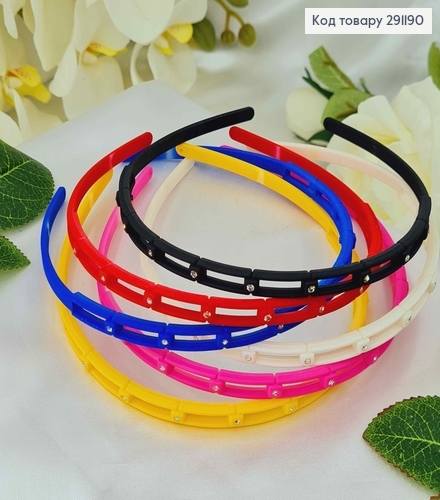 Обруч пластик, 0,7см, с перепонками и камешками, яркие цвета в ассорт. 291190 фото 1