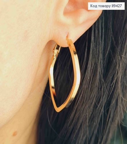 Серьги "Квадратные", 3,2см, Xuping 18К 119427 фото 1